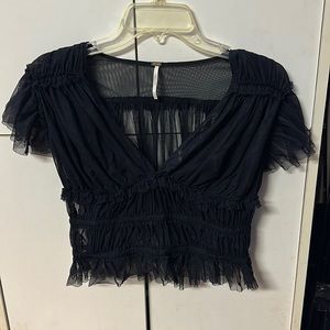 Free People; Black Crop Top, Size Small